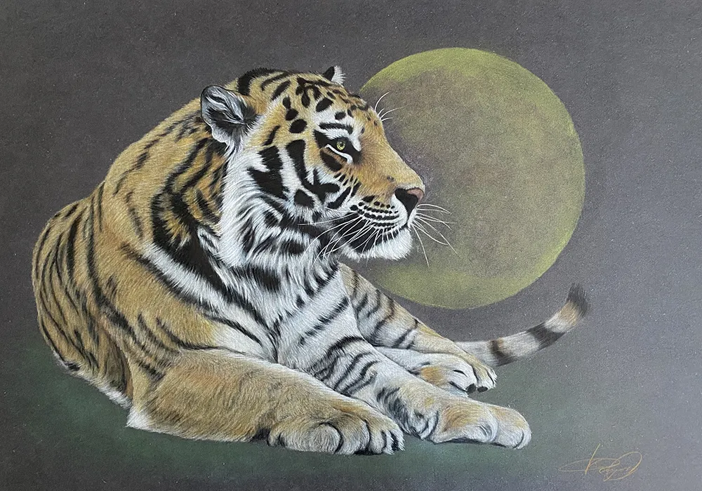 虎の絵画 月の導き