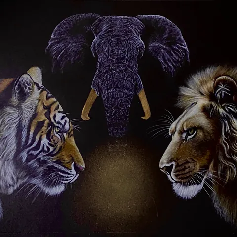 虎の色鉛筆画　wildlife