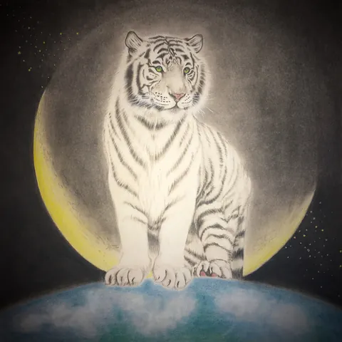 虎の色鉛筆画　無題３