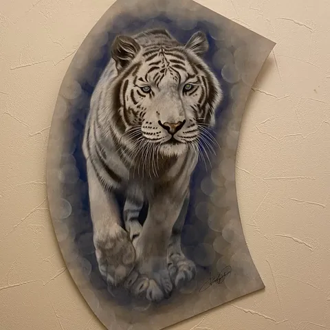 虎の色鉛筆画　蒼い時